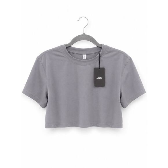 Jtoo Tops - JTOO Gray Athletic Crop Top Women’s Small Short Sleeve Stretch Activewear NWT
